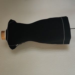 NWT Theory Embroidered Shift Dress in Admiral Crepe (Black)